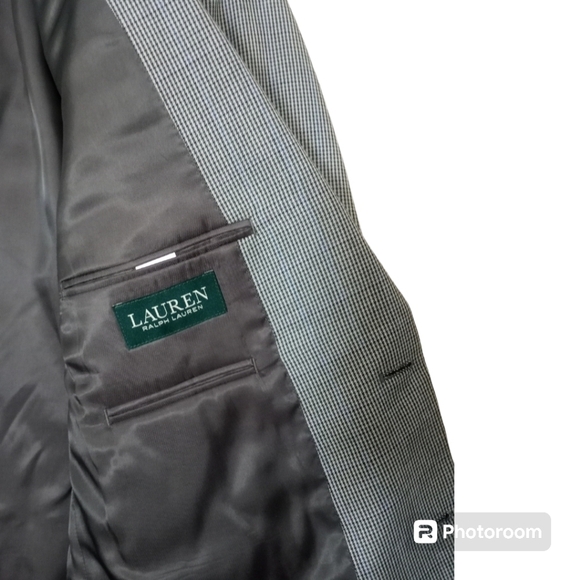 Ralph Lauren LRL Black Gray Micro Houndstooth Blazer Sports Coat Size 44L - Picture 8 of 16